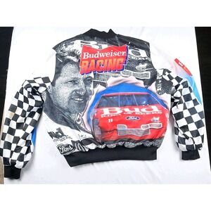 Nascar Bill Elliott Jacket #11 Budweiser Racing ‎ Size XL  90s AOP 1992 Vintage